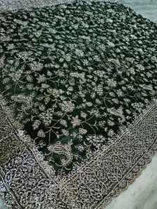 Elegant Green Zardosi stones work Saree