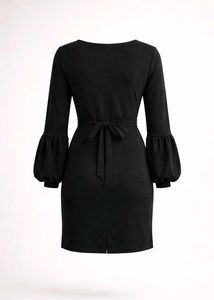 Chic Black Wrap Dress with tie knot🖤