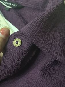 Chic Purple Textured Button-Up Shirt