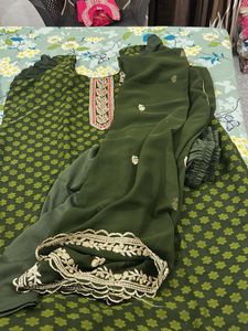 Green Printed Kurta Suit