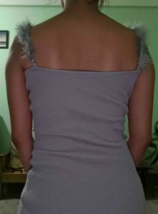 Gray Ribbed Bodycon Dress