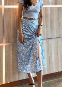 Urabanic Floral Print Slit Maxi Skirt