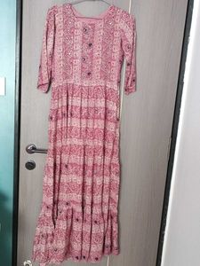Pink ari work kurti