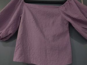 Lilac Square Neck Puff Sleeve Top