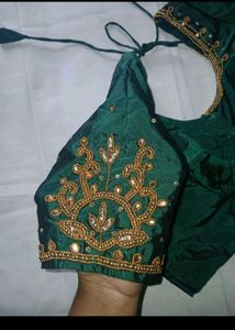 Designer Emerald Green Silk Blouse