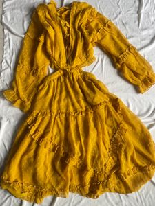 Magre Bell Sleeve Mustard Dress