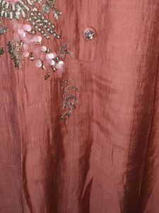 Embellished Peach Kurta pant odhani set