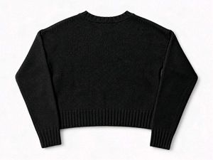 EMBELLISHED BLACK KNIT SWEATER — STUDDED DETAIL