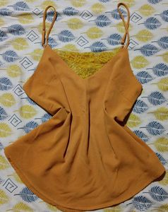 Mustard Yellow Lace Trim Camisole