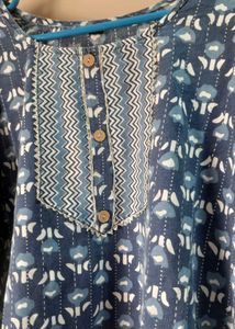 Pure Cotton Blue Floral Print 3 pc suit