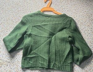 Green Knit Button-Down Cardigan