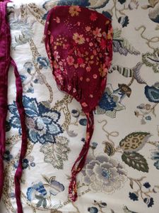 Burgundy Ethnic Cotton Skirt with Potli bag