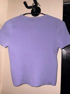 Bershka Lilac Ribbed Cutout Top