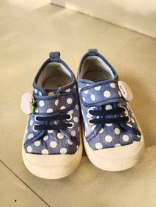 Babyhug Blue Polka Dot Sneakers - Toddler Size