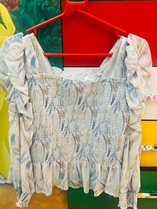 Women’s Elegant Smocked Bow Puff Sleeve Top | Soft