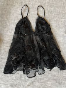 Sequinned Black Chemise