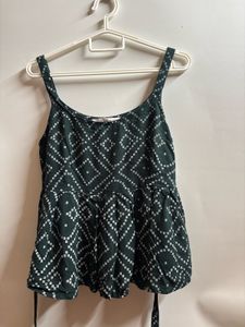 Green Printed Spaghetti ethnic Kurti