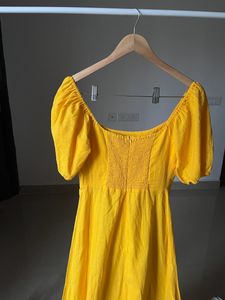 Yellow Linen Cotton Maxi Dress