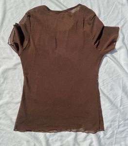 Y2k Brown Embellished Top
