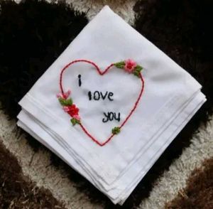 Hand Embroidered Monogram Handkerchief