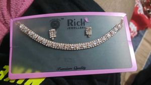 Elegant CZ Choker Necklace &amp; Earring Set