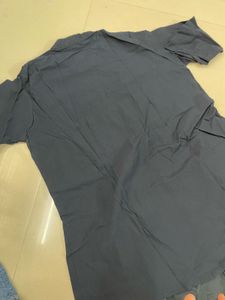 Stylish Navy Blue Button-Down Tunic Top