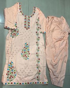 Beautiful Peach Kurta Set with Embroidery