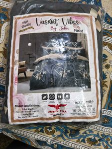 New Multicolour Fitted Bedsheet With Pillow Cover