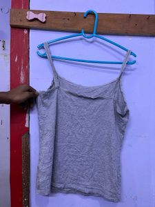 Grey Lace Trim Camisole Top