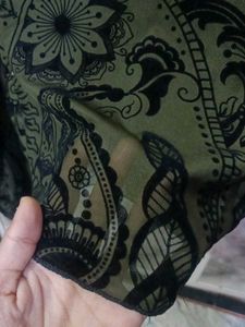Green Paisley Print Crop Top
