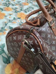 Brown Patterned Gym &amp; Travel Bag