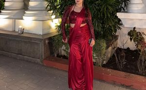 Stunning Red Sequinned Saree