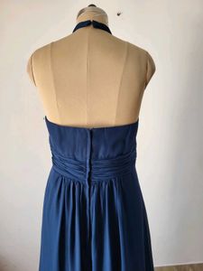 Elegant Navy Blue Halter Neck Maxi Dress