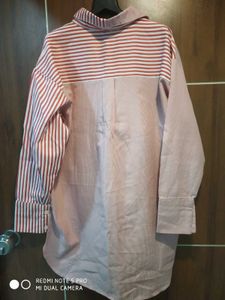 Color Block Striped Button-Up Shirt