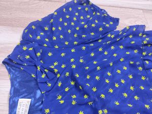 Boho Elephant Print Blue Top With Bow