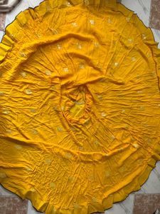 7 meter Vibrant Yellow Embroidered Ethnic Skirt