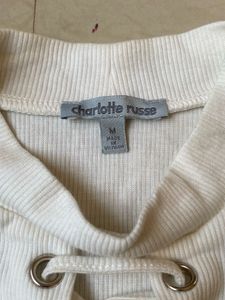Charlotte Russe White Lace-Up Crop Top