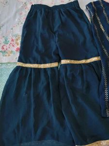 Stylish Teal Kurta Set with Gold Embellishments