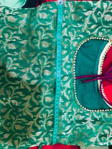 stich Green &amp; Gold Embroidered Kurta set