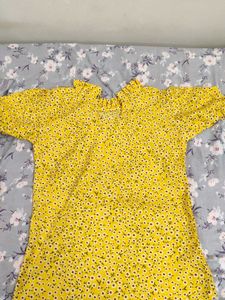 Floral Yellow Top with Ruffle Detail