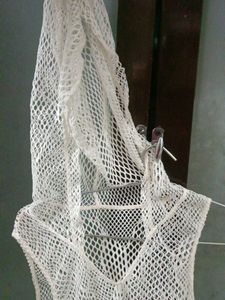 Sheer White Crochet Mini Dress