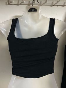 Black Graphic Crop Tank Top