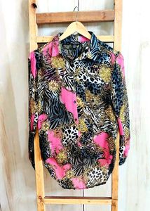 Printed Button-Up Shirt Size-34