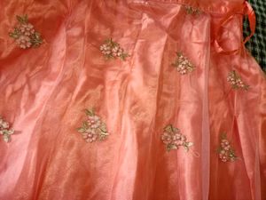 Peach Embroidered Lehenga Choli Set