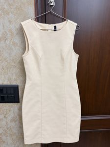 Sleeveless Cream Sheath Dress