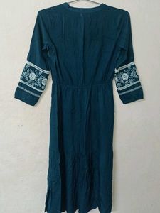 Bohemian Embroidered Teal Dress
