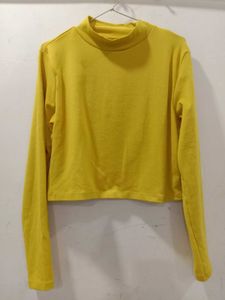 Mustard Yellow Mock Neck Cropped Top