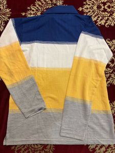 Men's Striped Long Sleeve Polo Shirt