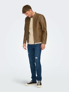Stylish Brown Faux Leather Jacket