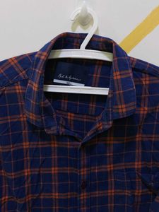 Blue &amp; Orange Plaid Men's Shirt